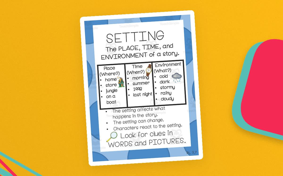 An educational teaching resource from First in Line entitled Learning About Setting Anchor Chart downloadable at Teach Simple.