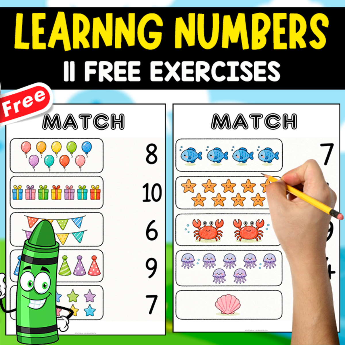 An educational teaching resource from EDITORIAL LAURA EDUCA entitled LEARNING NUMBERS | MATCH THE OBJECTS downloadable at Teach Simple.