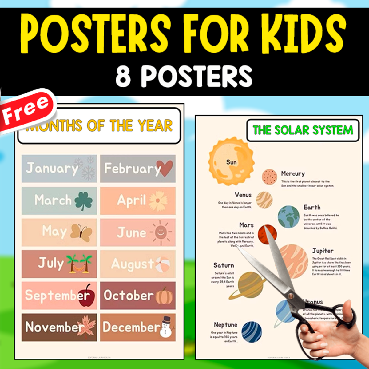 An educational teaching resource from EDITORIAL LAURA EDUCA entitled LEARNING POSTERS FOR KIDS | CLASSROOM DECOR downloadable at Teach Simple.