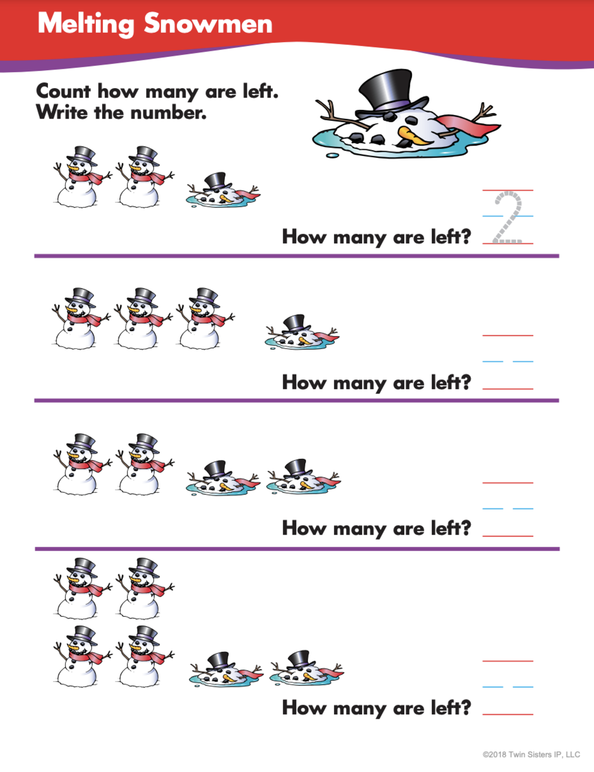An educational teaching resource from Twin Sisters Digital Media entitled Learning Subtraction Volume 1  Printable Workbook downloadable at Teach Simple.