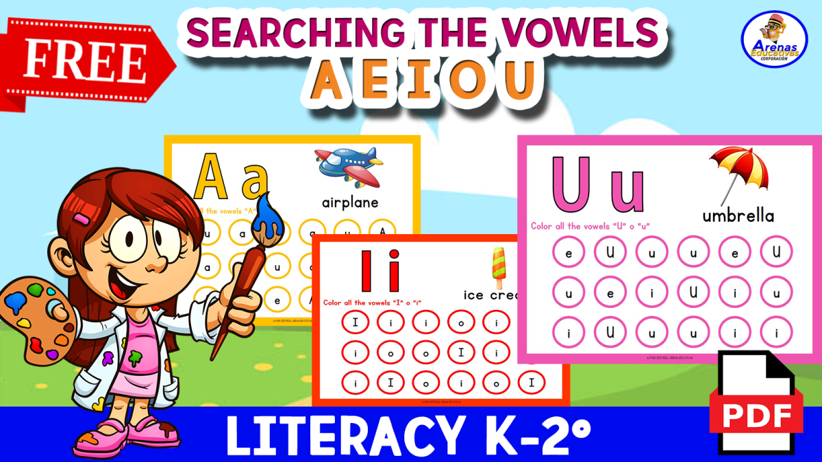 An educational teaching resource from EDITORIAL LAURA EDUCA entitled LEARNING THE VOWELS - Look and Paint downloadable at Teach Simple.