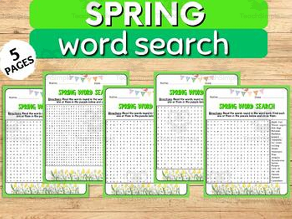 An educational teaching resource from Style Your Classroom entitled Learning with Printable Spring Word Searches - spring puzzles. downloadable at Teach Simple.