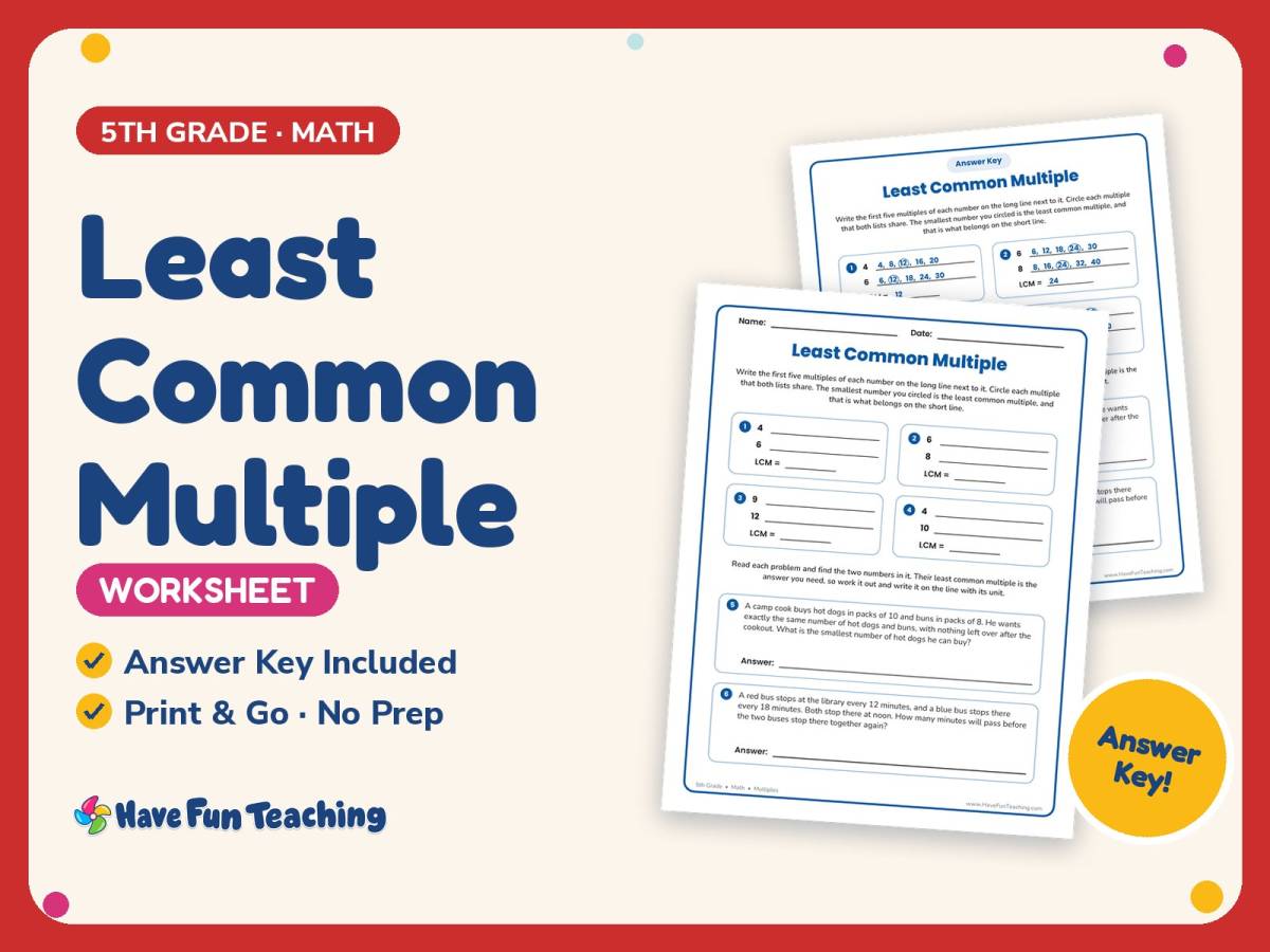 Least Common Multiple Worksheet – 5th Grade Multiplication Practice preview