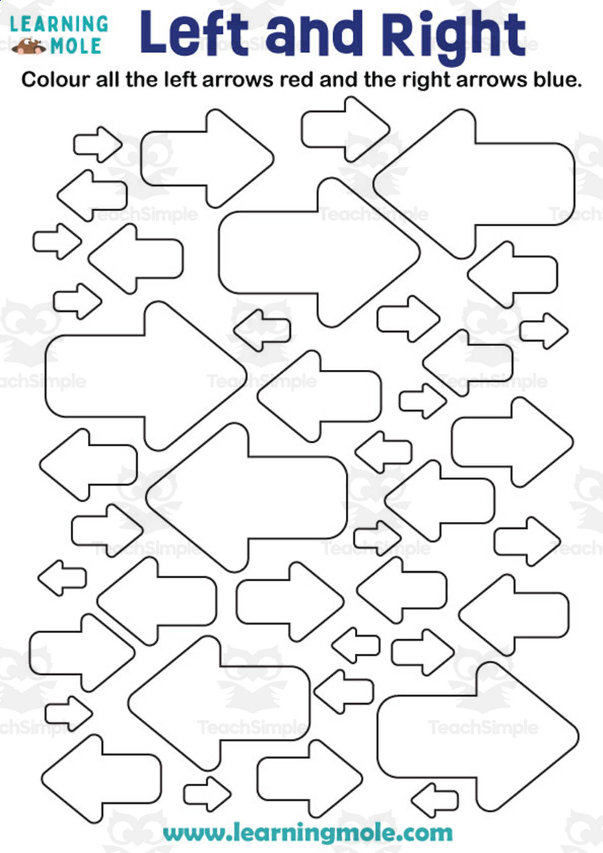 An educational teaching resource from Educational Voice entitled Left and Right Directions Activity downloadable at Teach Simple.