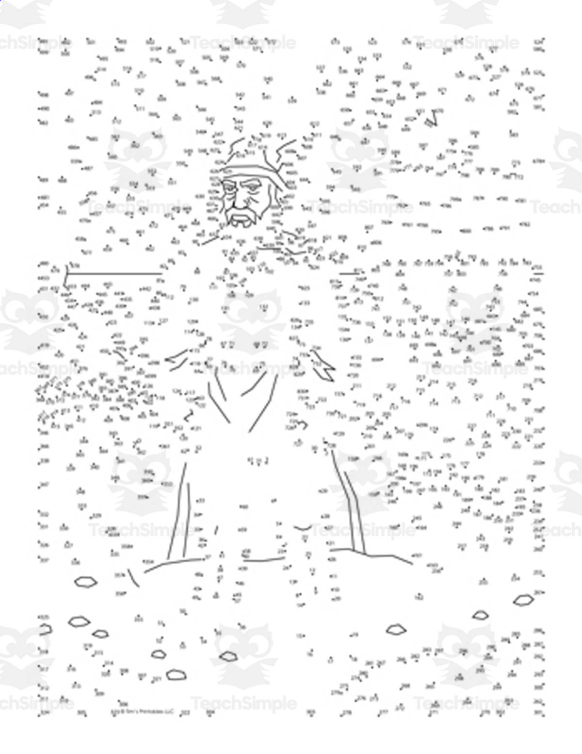 An educational teaching resource from Tim's Printables entitled Leif Erikson Dot-to-Dot PDF downloadable at Teach Simple.