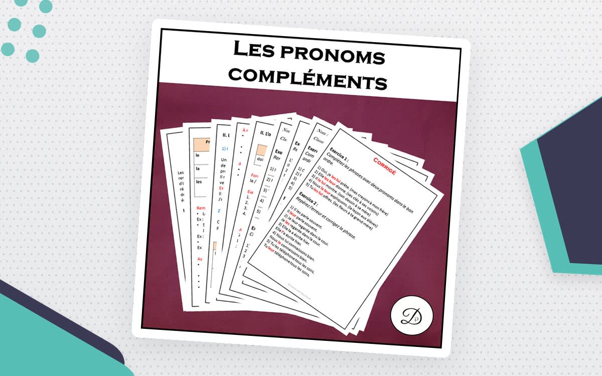 An educational teaching resource from French with Paul David entitled Les pronoms compléments : le, la, les, lui, leur downloadable at Teach Simple.