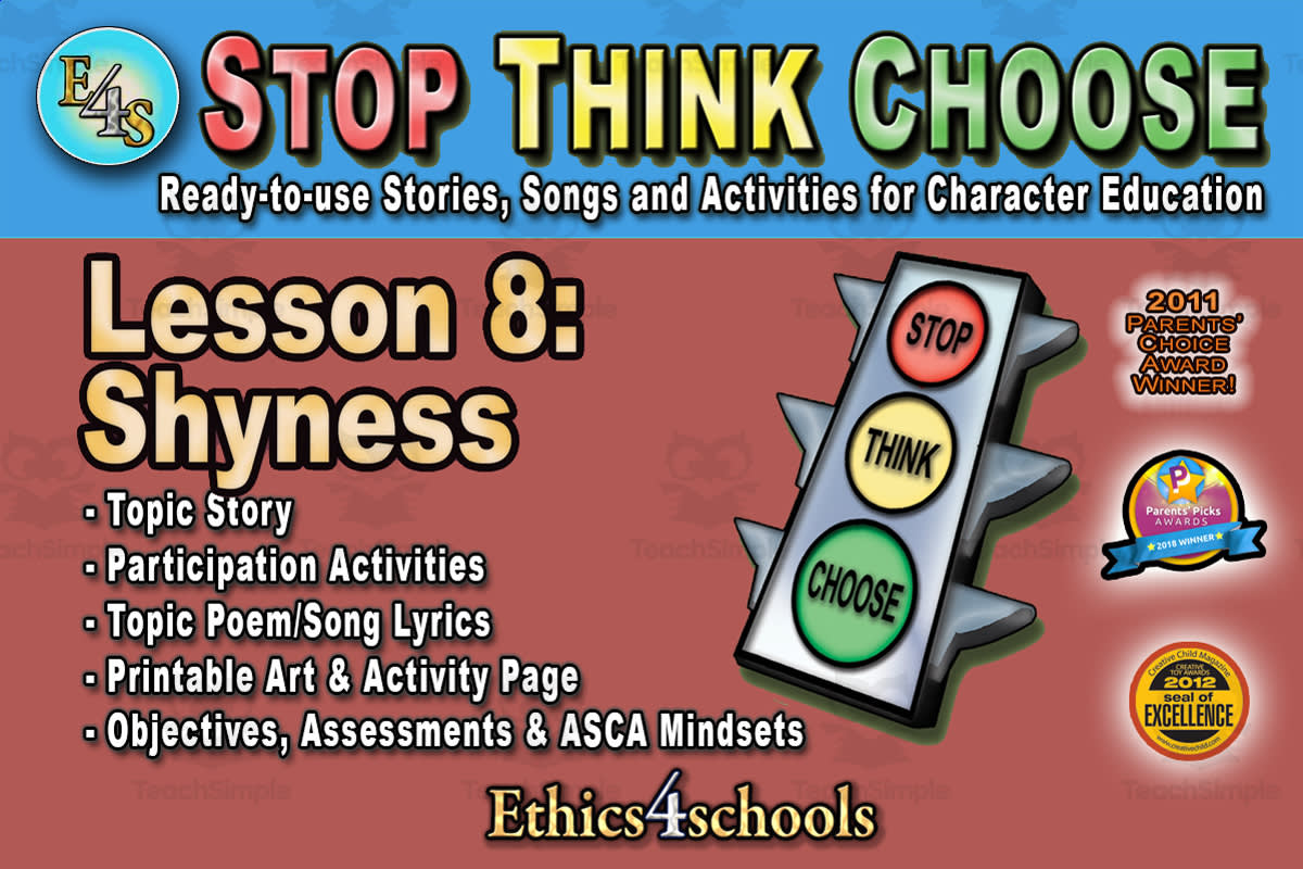 An educational teaching resource from Ethics4Schools entitled Lesson 8: "Shyness" Complete Bundle downloadable at Teach Simple.
