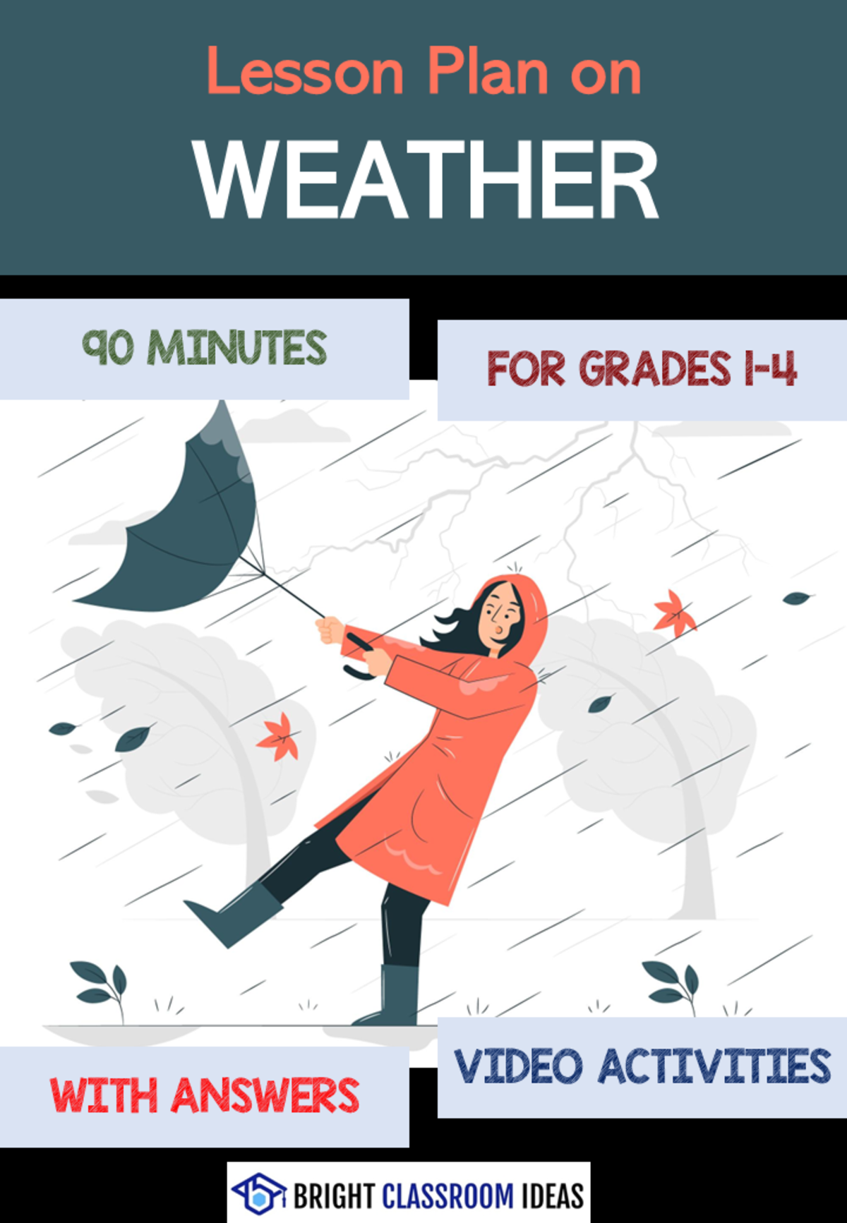 An educational teaching resource from Bright Classroom Ideas Marketplace entitled Lesson Plan on The Weather - Grades 1-4 downloadable at Teach Simple.