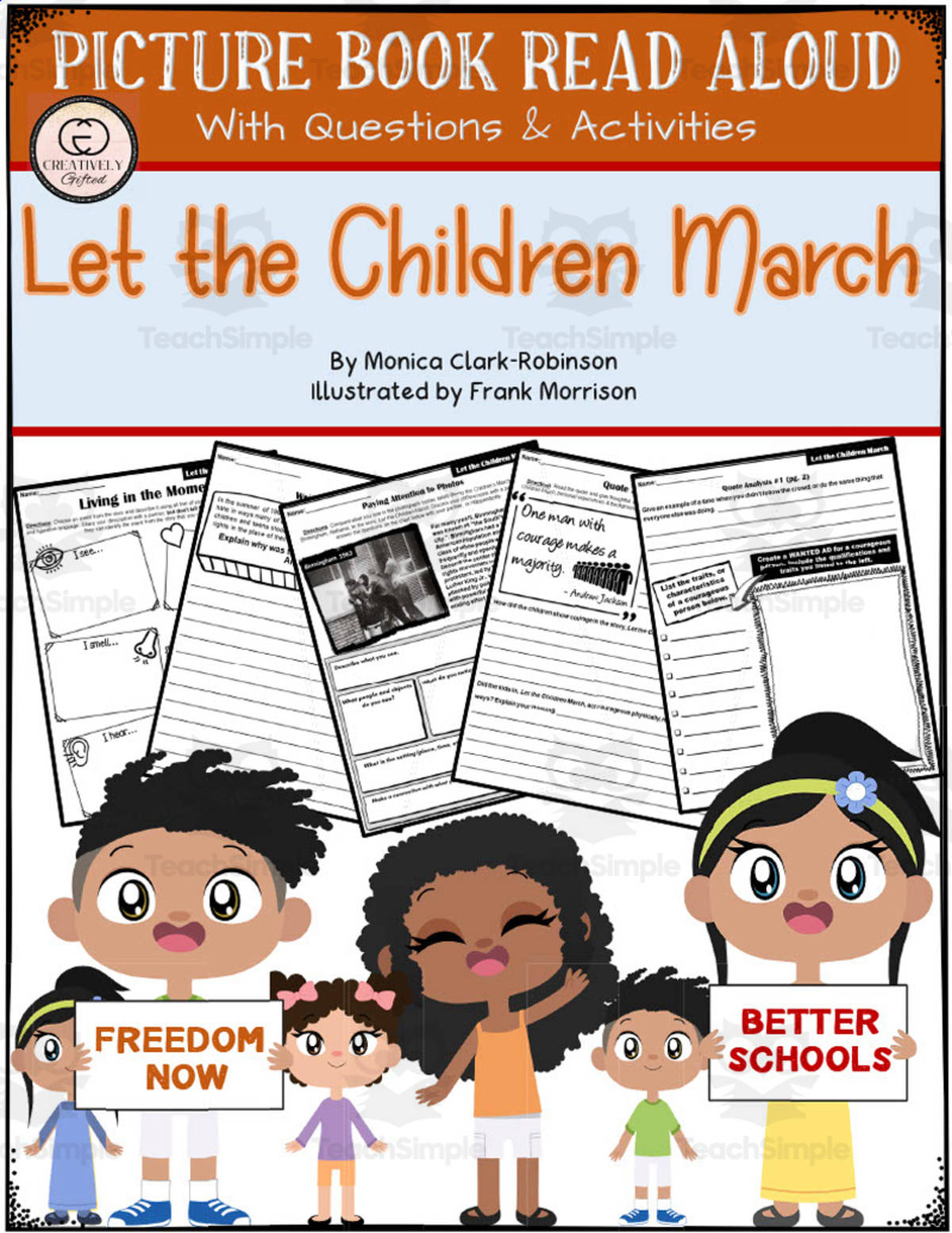 An educational teaching resource from Creatively Gifted entitled "Let the Children March" | Picture Book Read Aloud downloadable at Teach Simple.