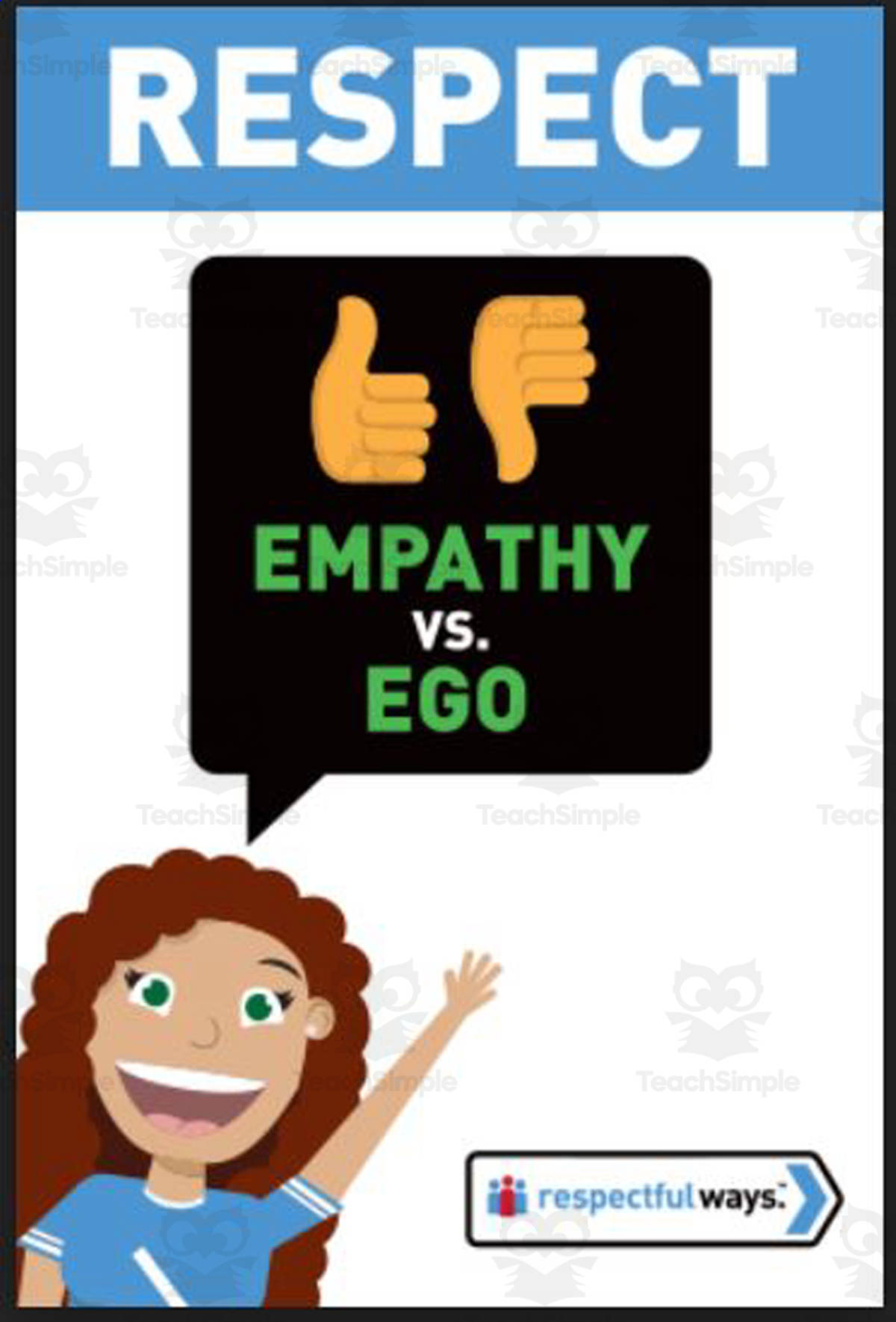 An educational teaching resource from Respectful Ways entitled Let's Chat Conversation Cards | "Empathy vs. Ego" downloadable at Teach Simple.