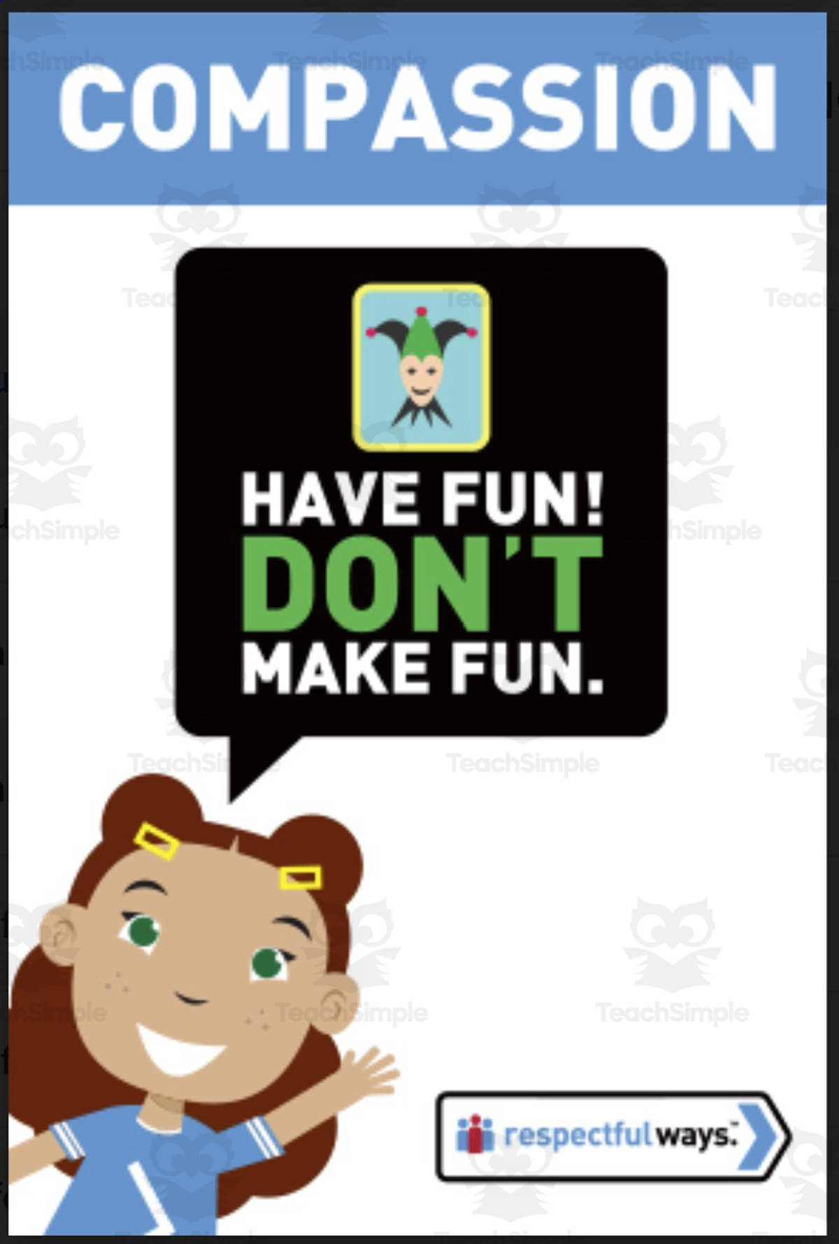 An educational teaching resource from Respectful Ways entitled Let's Chat Conversation Cards | "Have Fun, Don't Make Fun" downloadable at Teach Simple.
