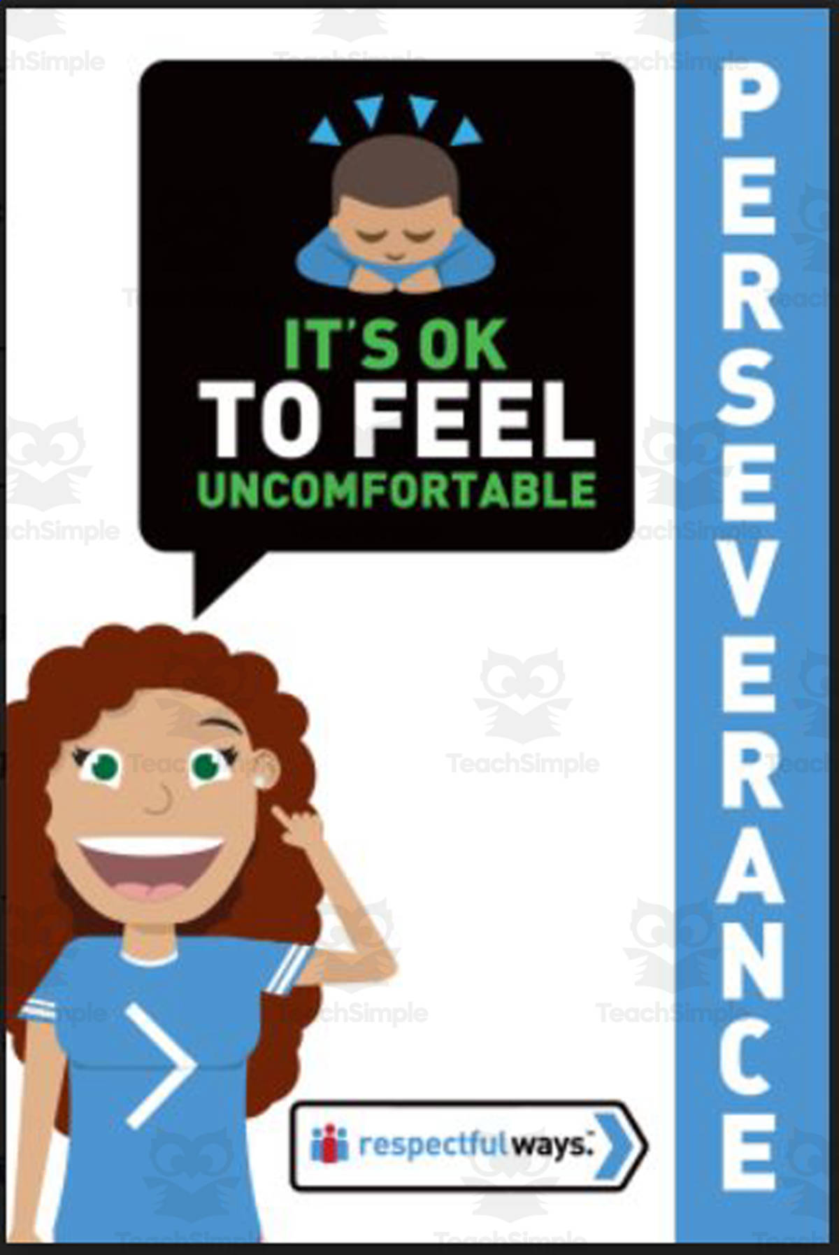 An educational teaching resource from Respectful Ways entitled Let's Chat Conversation Cards | "It's Okay to Feel Uncomfortable" downloadable at Teach Simple.