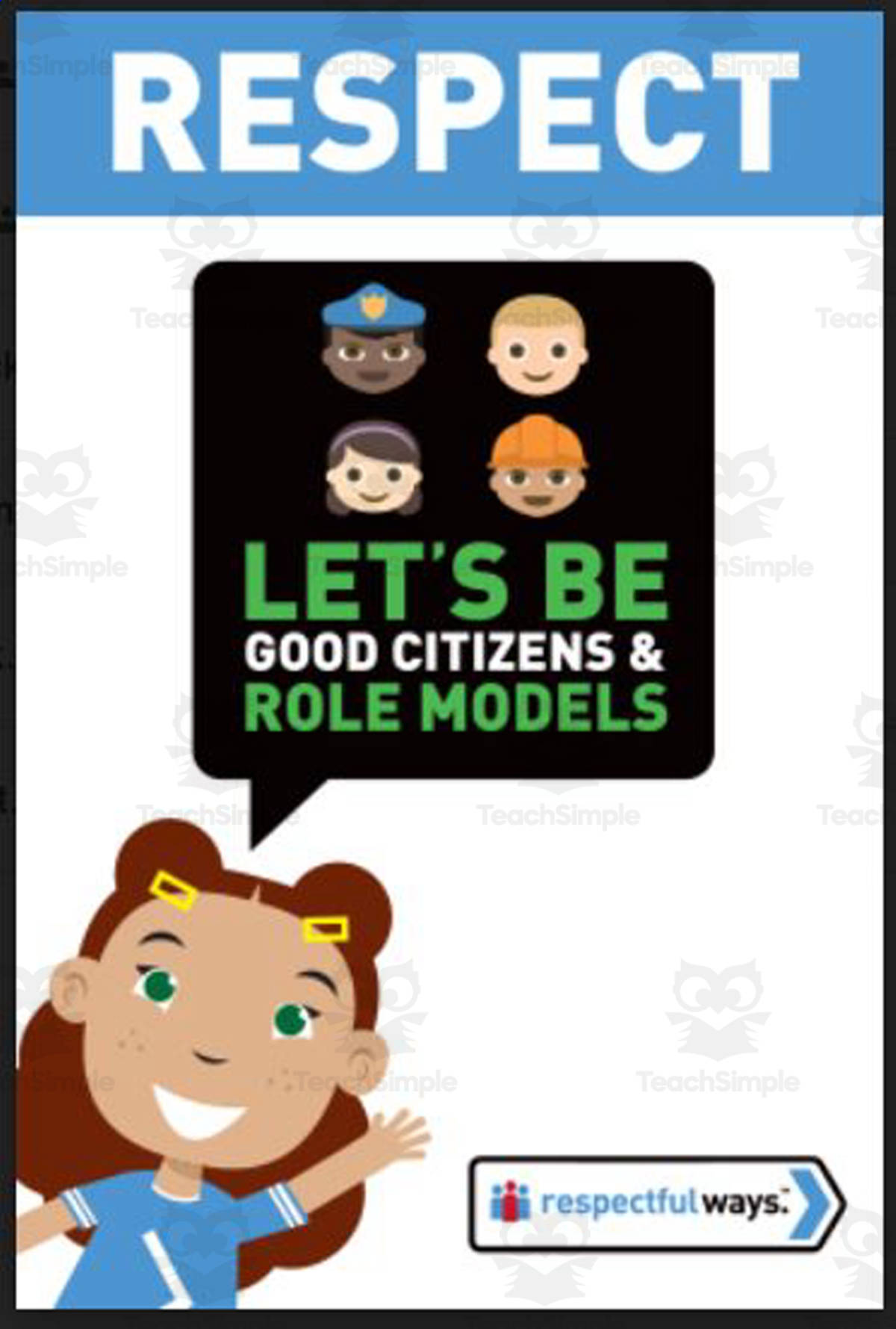 An educational teaching resource from Respectful Ways entitled Let's Chat Conversation Cards | "Let's Be Good Citizens and Role Models" downloadable at Teach Simple.