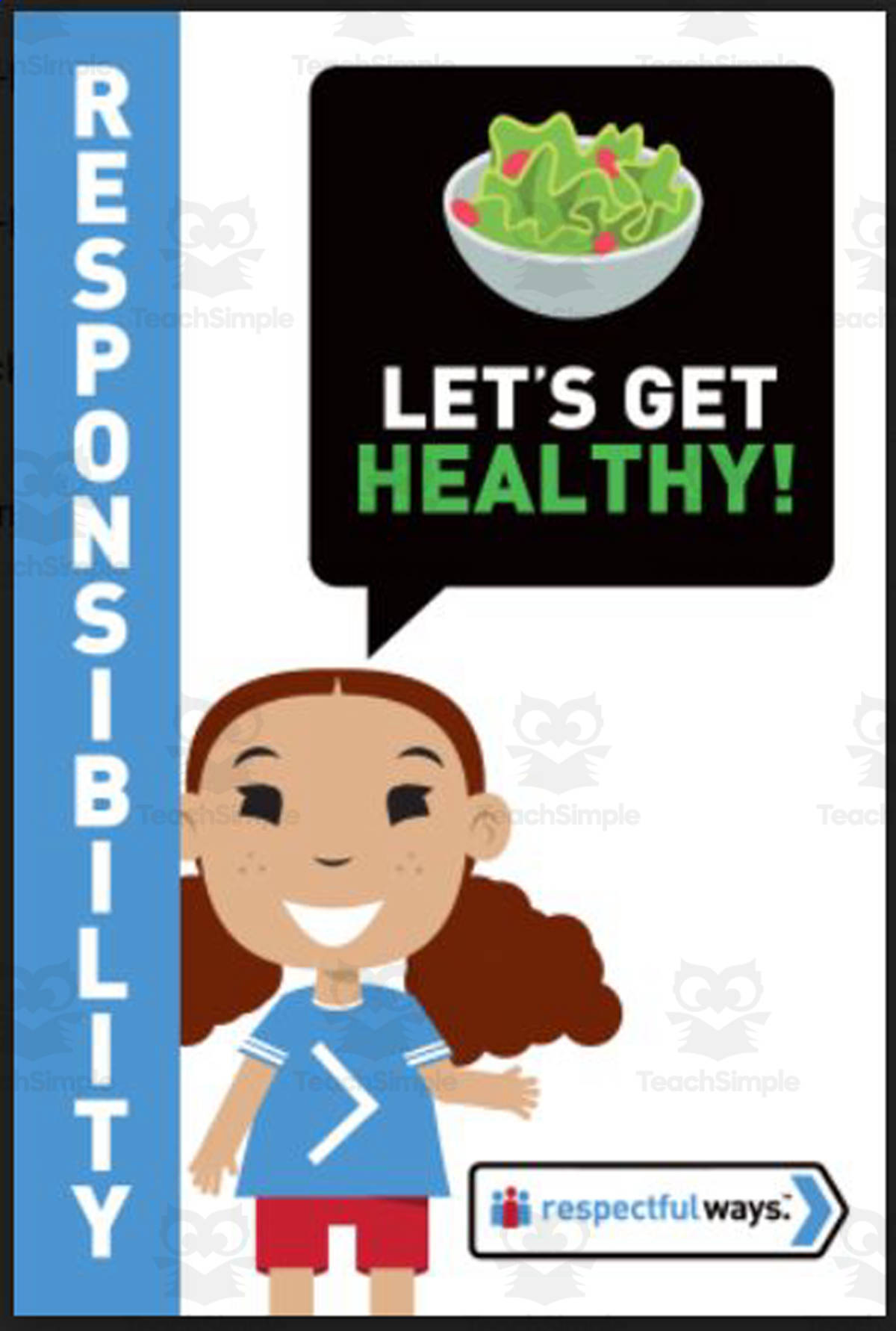 An educational teaching resource from Respectful Ways entitled Let's Chat Conversation Cards | "Let's Get Healthy" downloadable at Teach Simple.