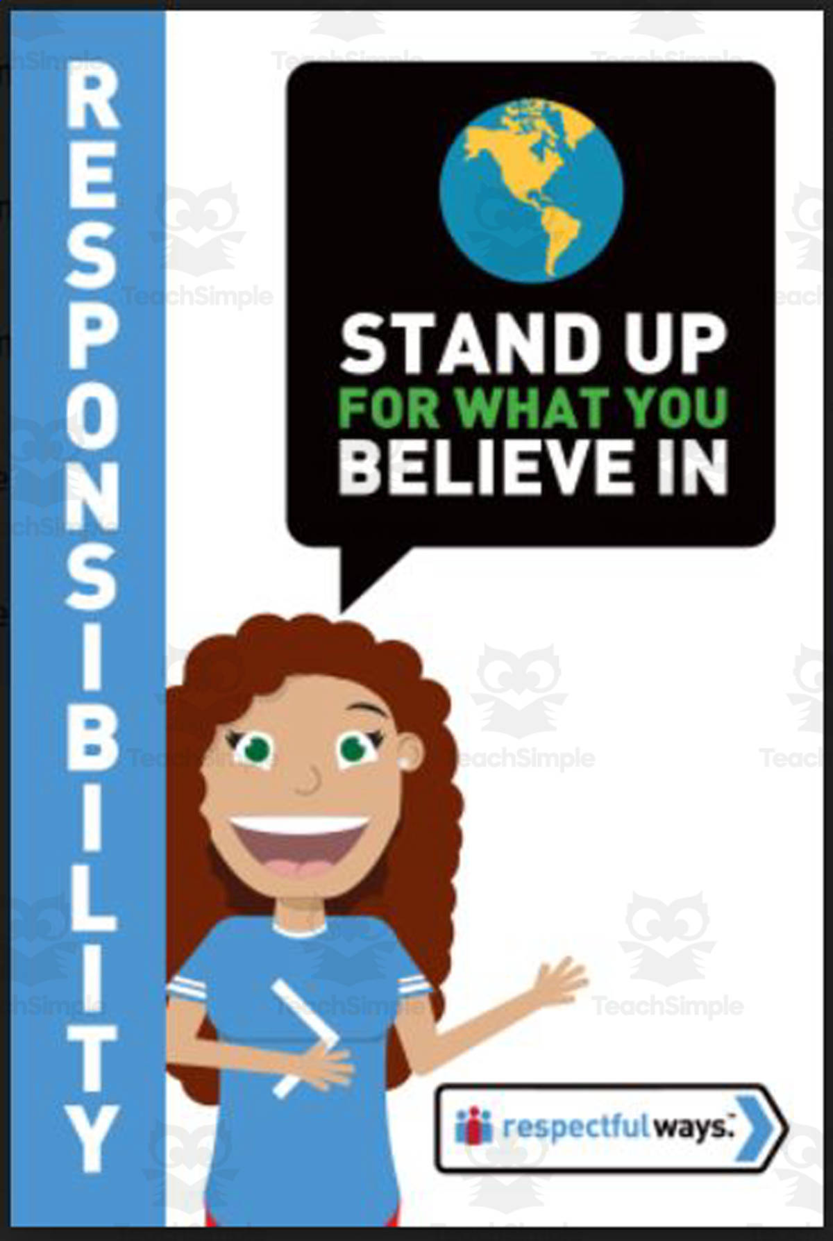 An educational teaching resource from Respectful Ways entitled Let's Chat Conversation Cards | "Stand Up for What You Believe In" downloadable at Teach Simple.