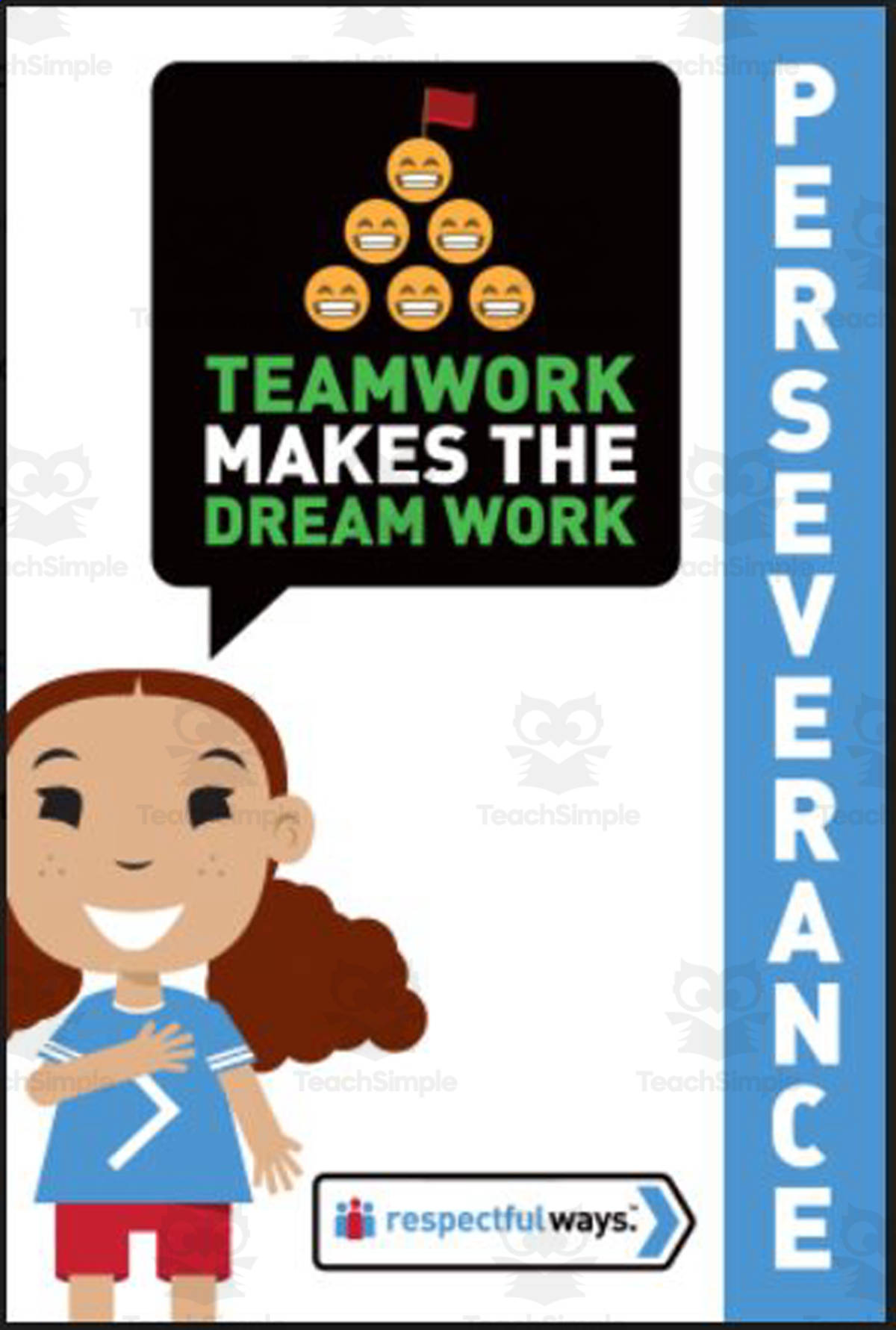 An educational teaching resource from Respectful Ways entitled Let's Chat Conversation Cards | "Teamwork Makes the Dream Work" downloadable at Teach Simple.