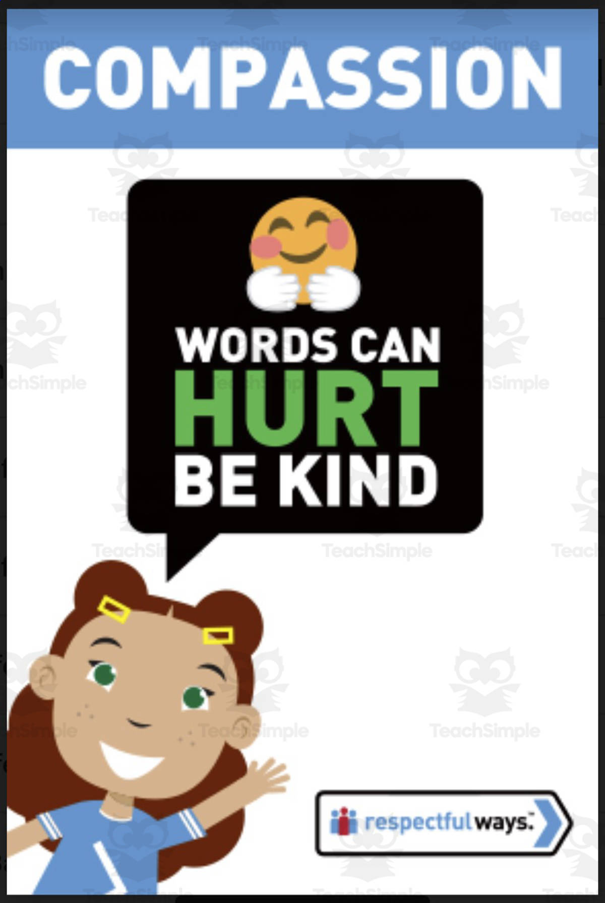 An educational teaching resource from Respectful Ways entitled Let's Chat Conversation Cards | "Words Can Hurt! Be Kind" downloadable at Teach Simple.