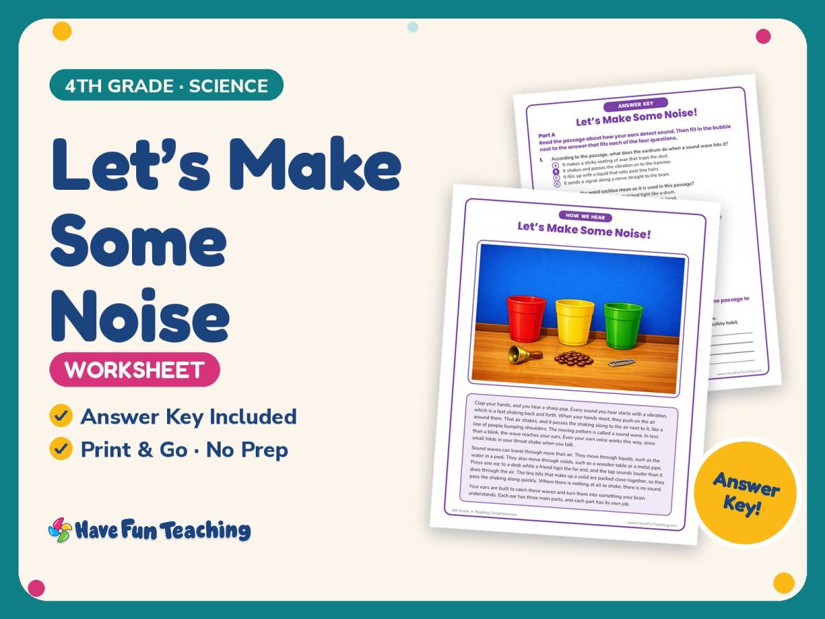 Let’s Make Some Noise Worksheet – 4th Grade Sound & States of Matter preview