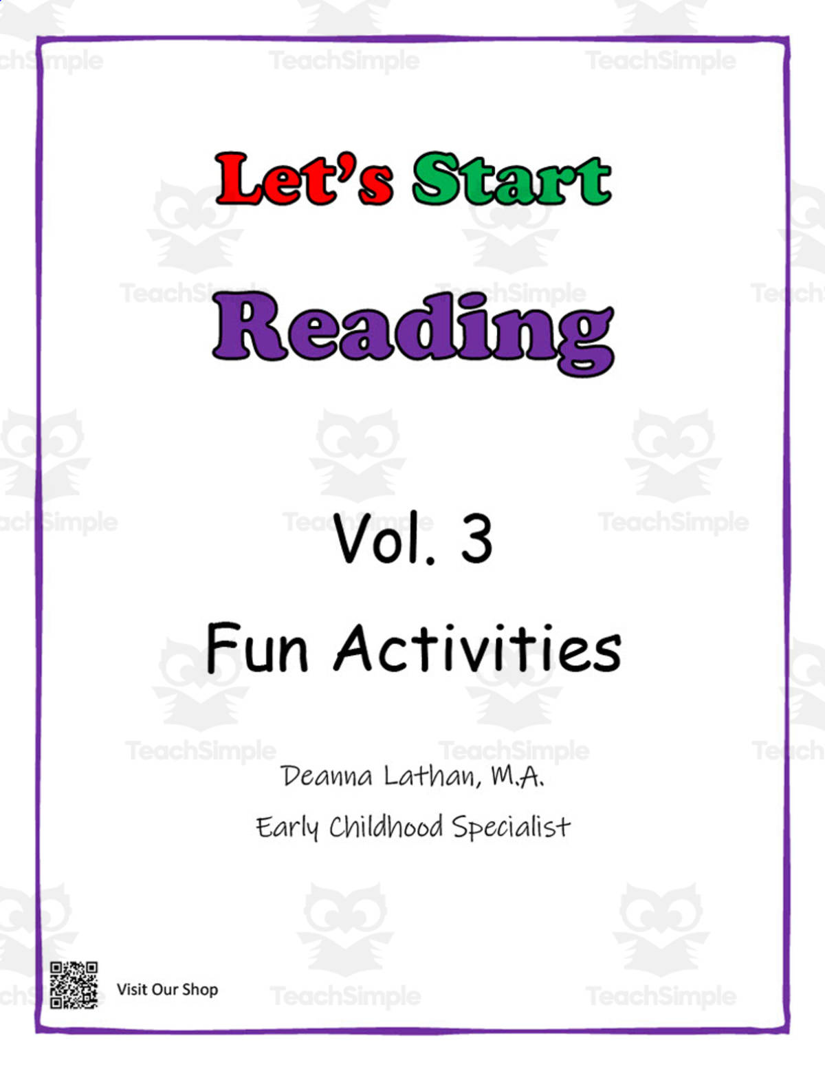 An educational teaching resource from KD's Kids School Shop entitled Let's Start Reading - Volume 3 downloadable at Teach Simple.