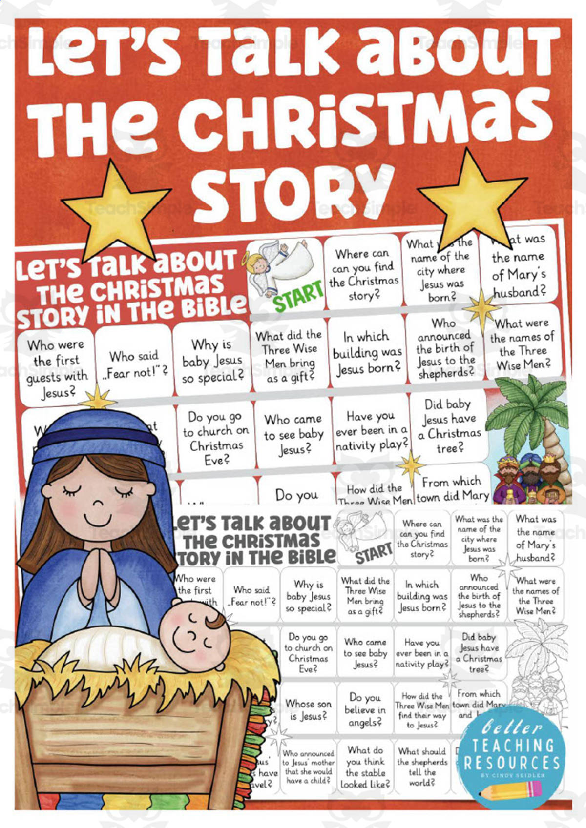 An educational teaching resource from Better Teaching Resources entitled Let's Talk About Christmas Board Game downloadable at Teach Simple.