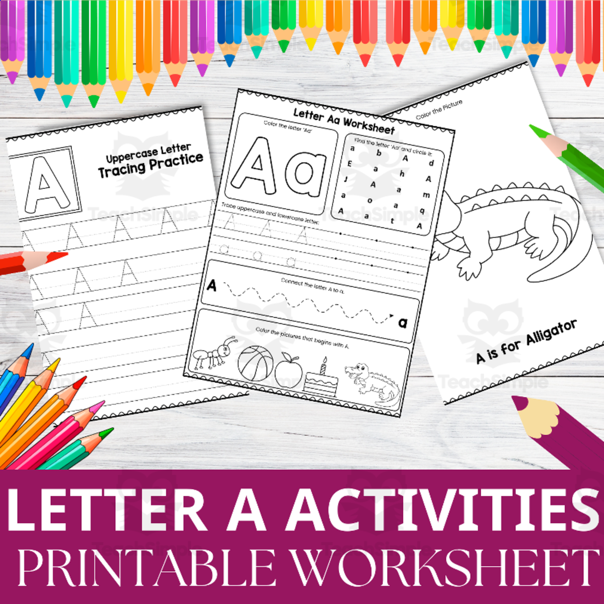 An educational teaching resource from Perfect_Printables entitled Letter A Activity Worksheet | Alphabet Recognition & Practice Pack downloadable at Teach Simple.