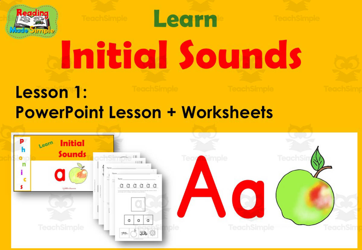 An educational teaching resource from Lilibette's Resources entitled Letter A: PowerPoint and Worksheets: Lesson 1 downloadable at Teach Simple.