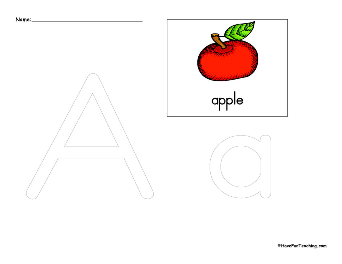 An educational teaching resource from Have Fun Teaching entitled Letter A Tracing Worksheet downloadable at Teach Simple.