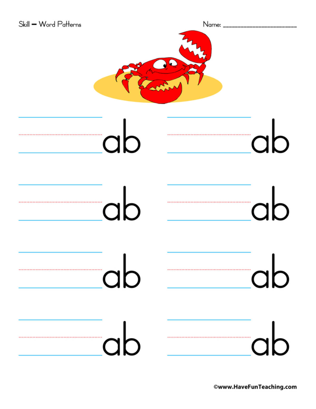 An educational teaching resource from Have Fun Teaching entitled Letter A Word Families Worksheet downloadable at Teach Simple.