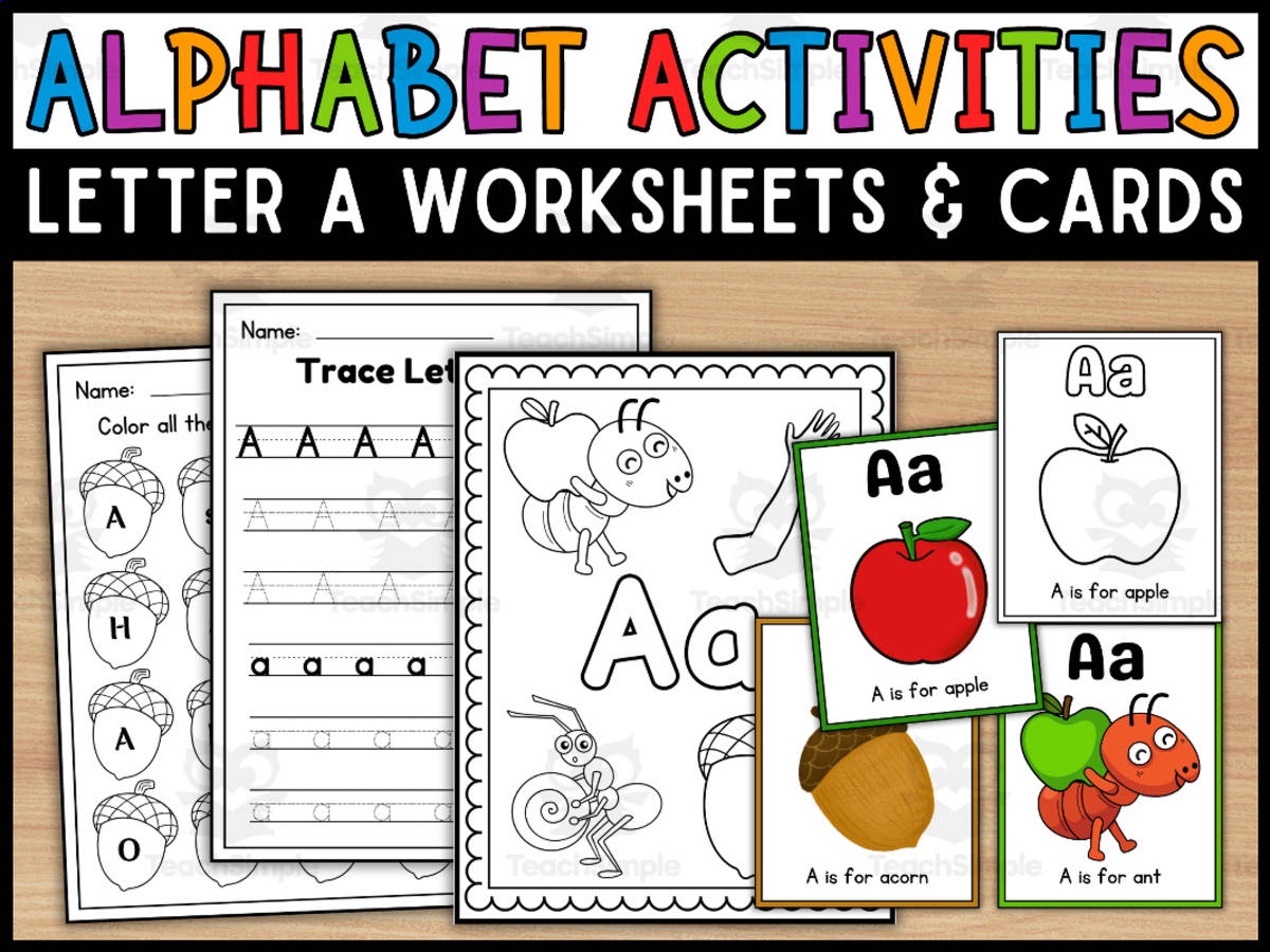 An educational teaching resource from Wonderland School entitled Letter A Worksheets and Flashcards | Back To School Activity downloadable at Teach Simple.
