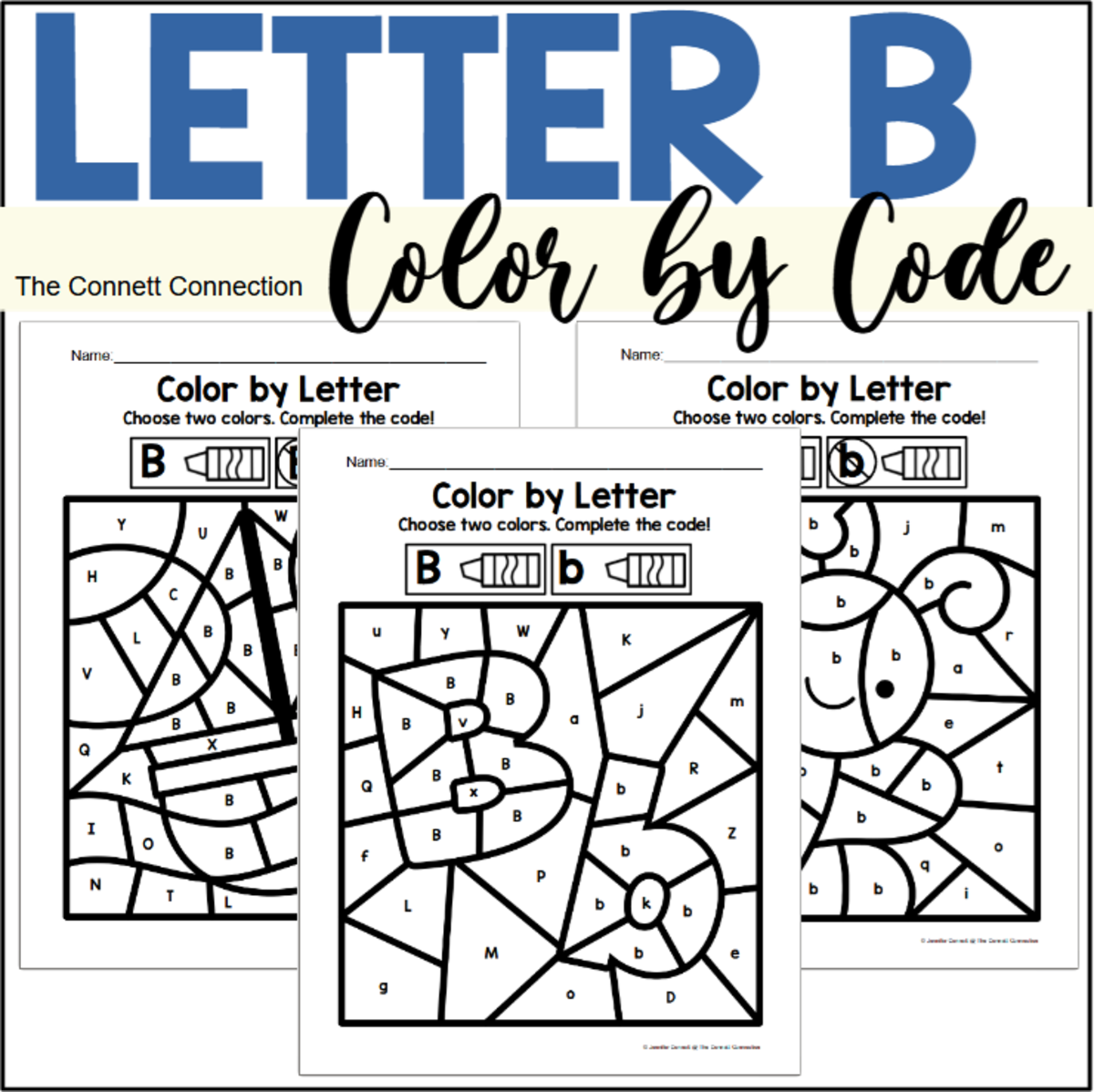 An educational teaching resource from The Connett Connection entitled Letter B Alphabet Color by Code downloadable at Teach Simple.
