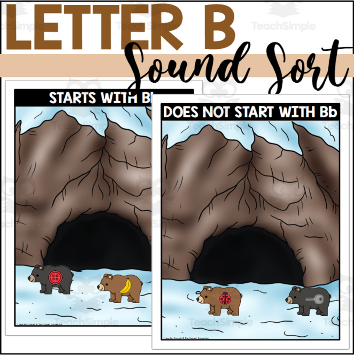 An educational teaching resource from The Connett Connection entitled Letter B Beginning Sound Sort - Bear Themed downloadable at Teach Simple.