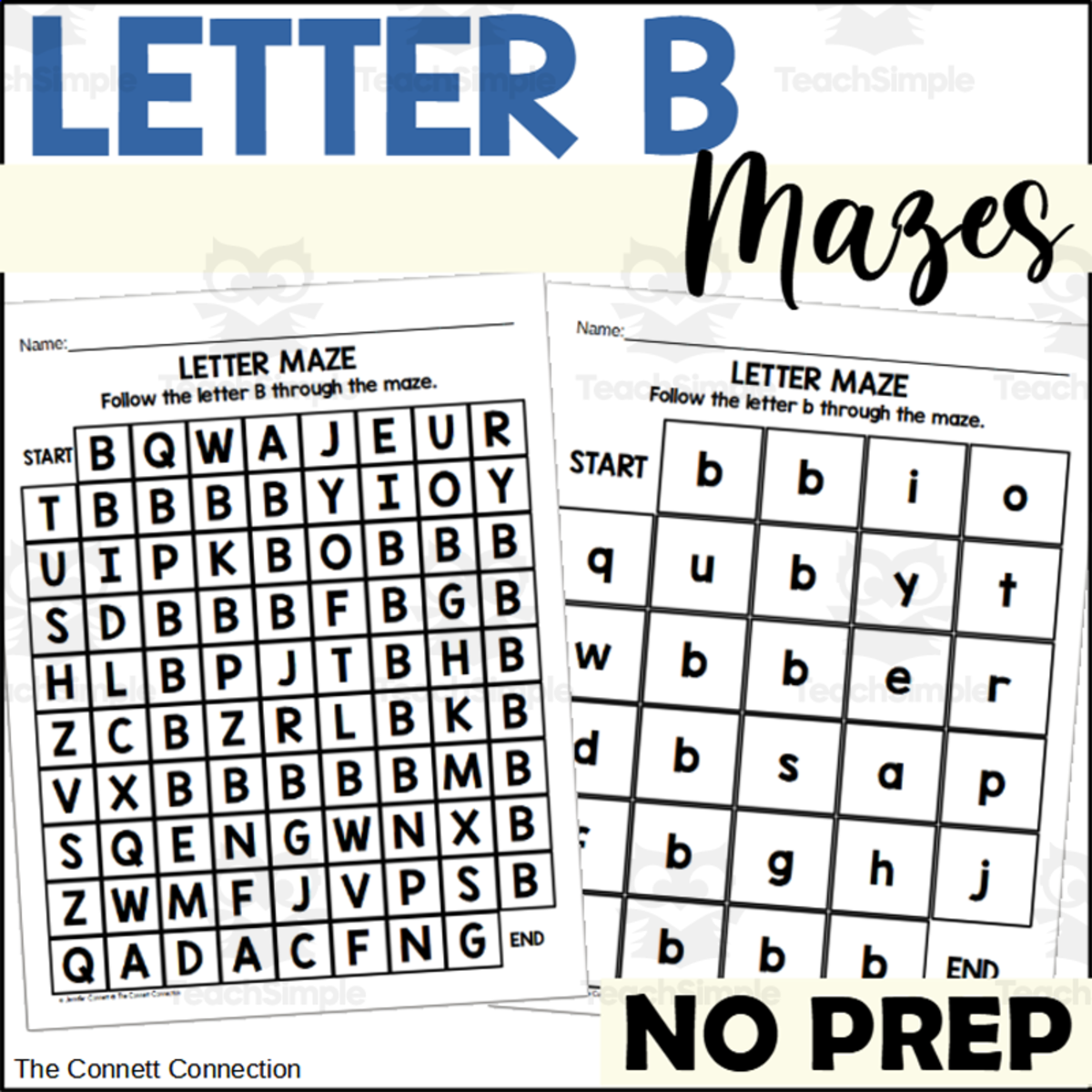 An educational teaching resource from The Connett Connection entitled Letter B Mazes Worksheets downloadable at Teach Simple.