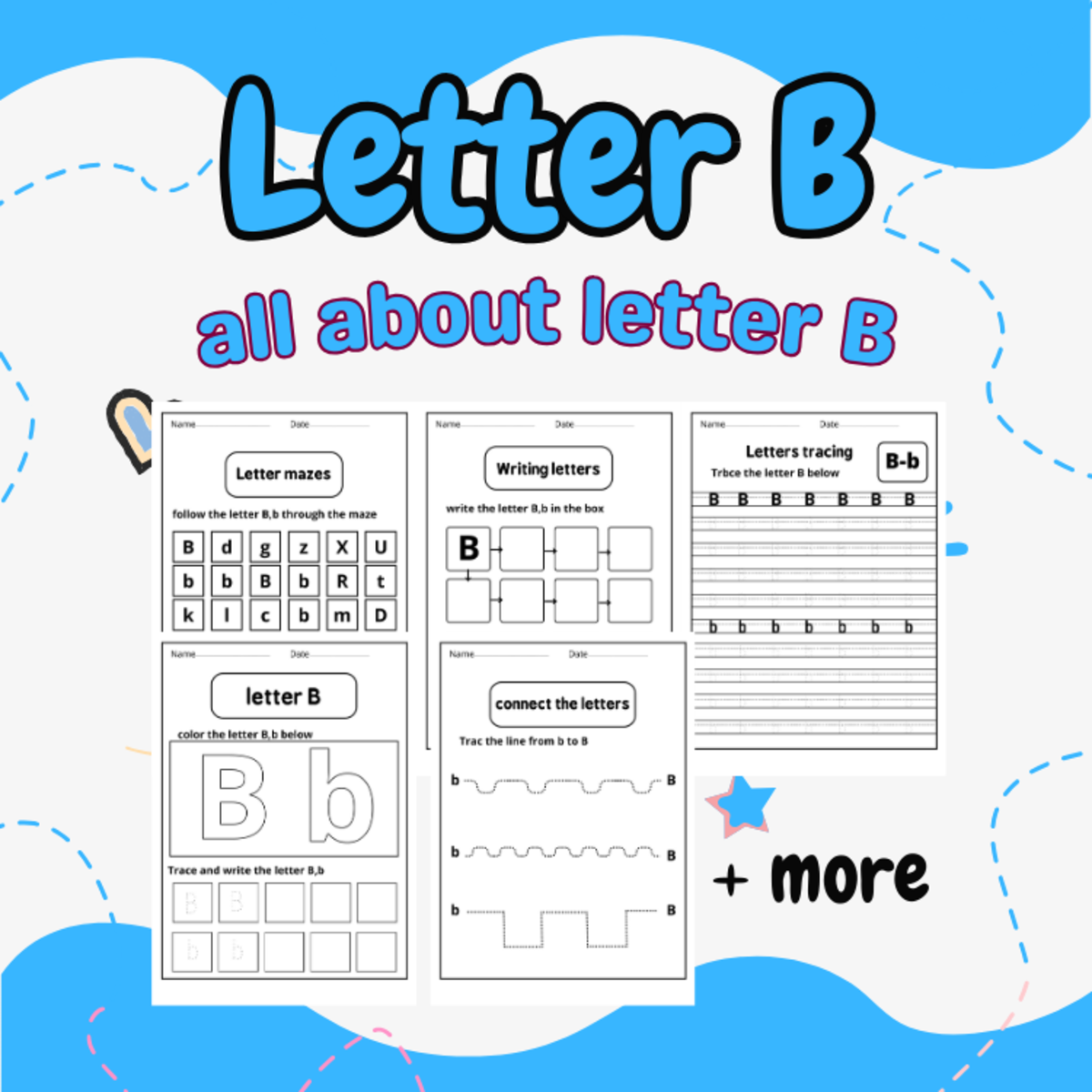 An educational teaching resource from successful teachers resource entitled Letter b tracing worksheets - preschool letter B - all about letter B. downloadable at Teach Simple.
