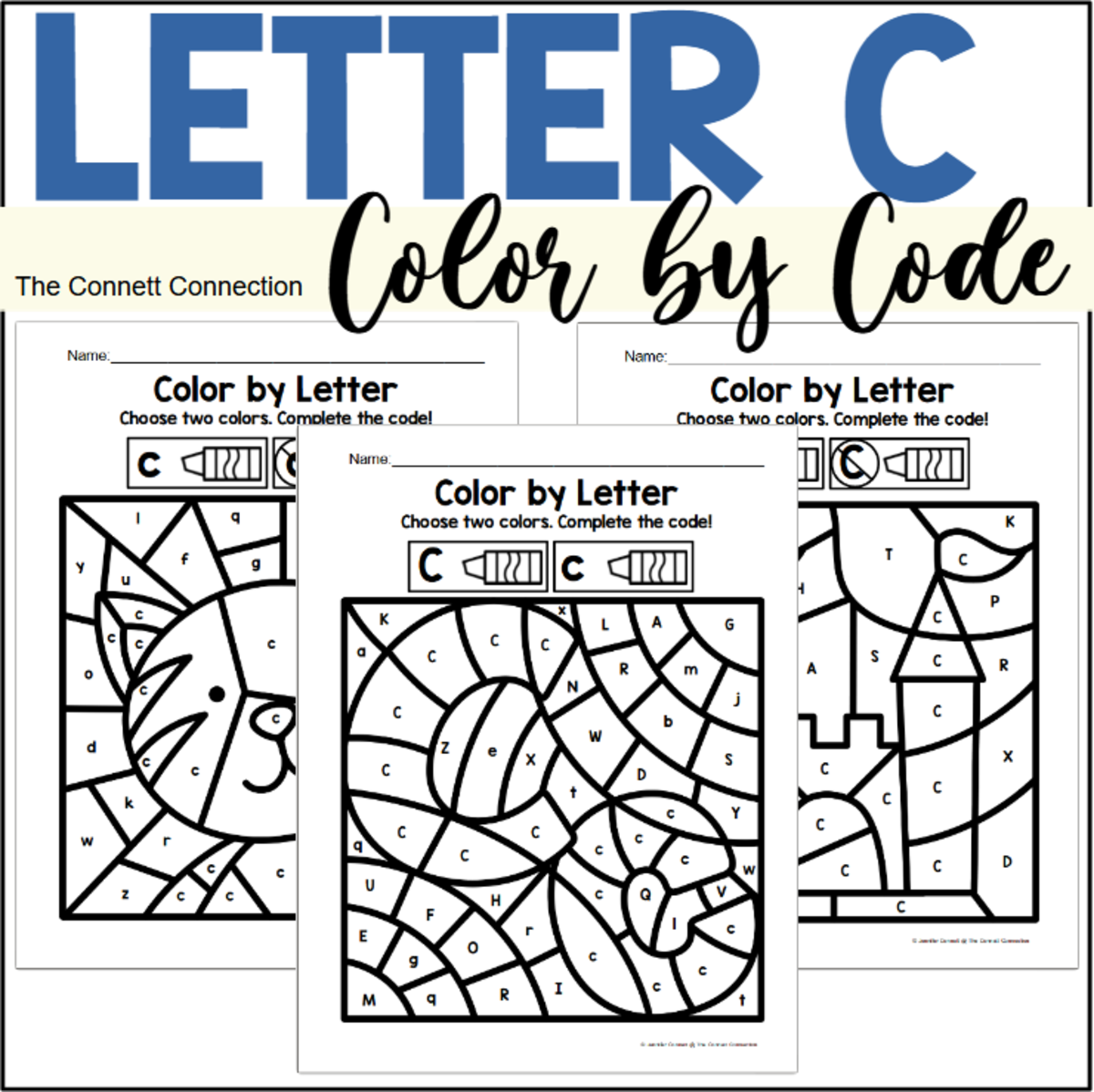 An educational teaching resource from The Connett Connection entitled Letter C Alphabet Color by Code downloadable at Teach Simple.