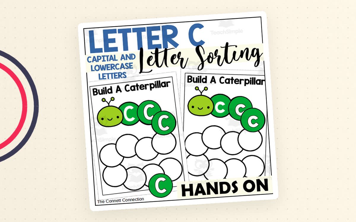 An educational teaching resource from The Connett Connection entitled Letter C Capital and Lowercase Letter Sorting Activity downloadable at Teach Simple.