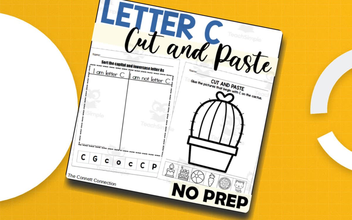 An educational teaching resource from The Connett Connection entitled Letter C Cut and Paste Worksheets downloadable at Teach Simple.