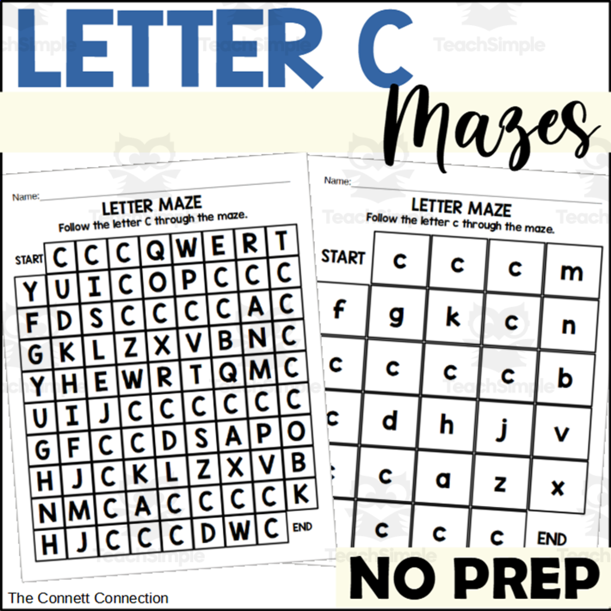 An educational teaching resource from The Connett Connection entitled Letter C Maze Worksheets downloadable at Teach Simple.