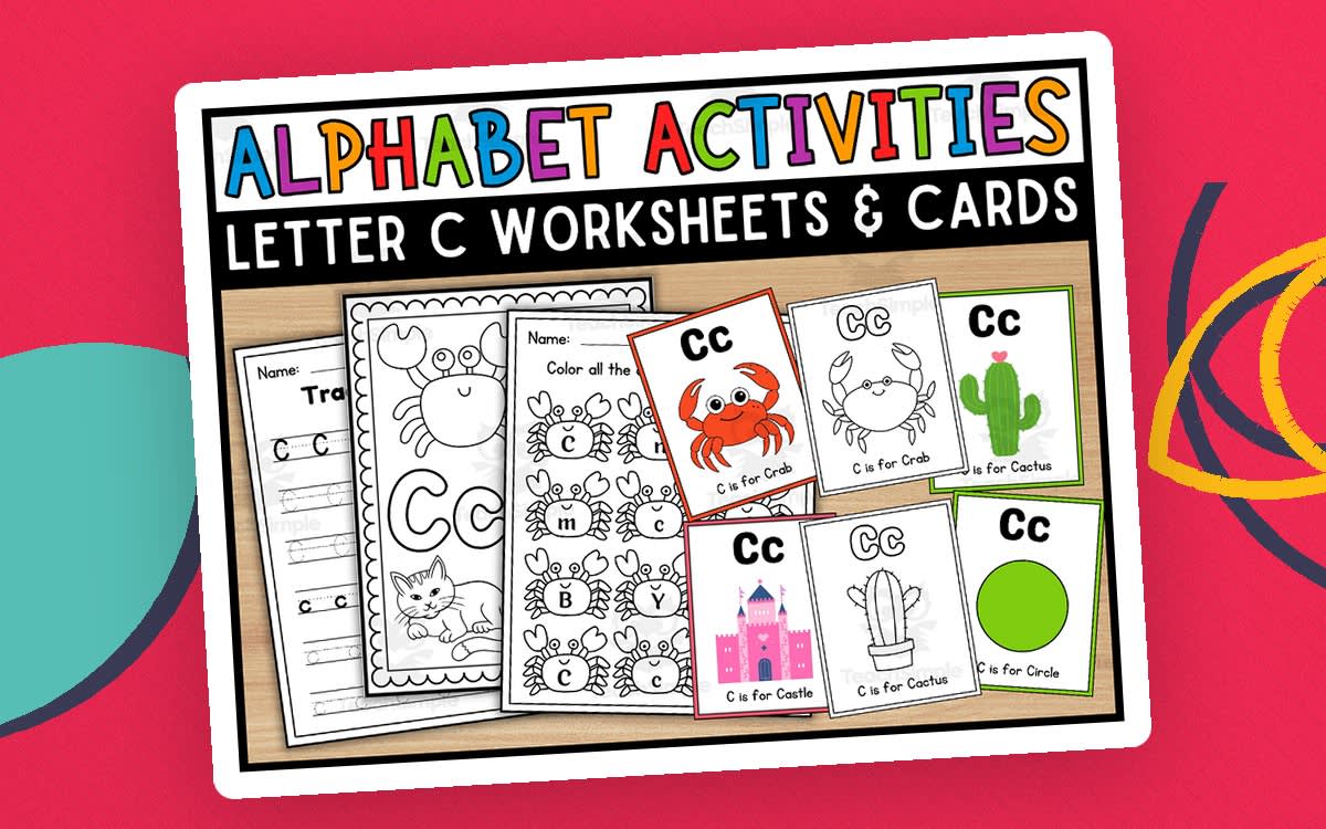 An educational teaching resource from Wonderland School entitled Letter C Worksheets and Flashcards | Back To School Activity downloadable at Teach Simple.