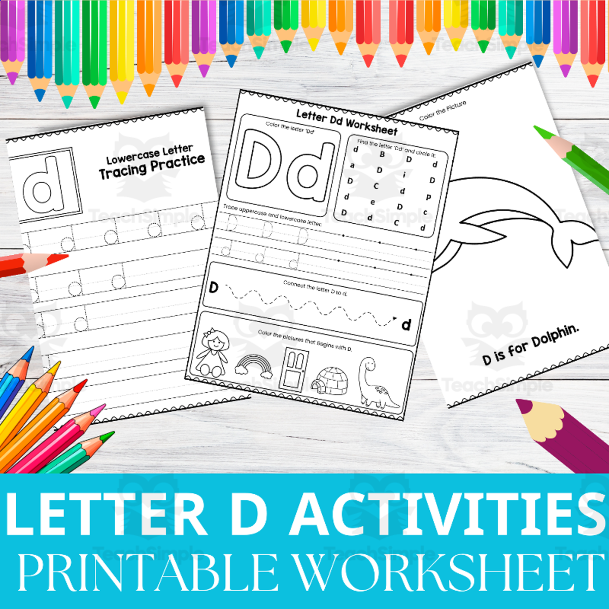An educational teaching resource from Perfect_Printables entitled Letter D Activity Worksheet | Alphabet Recognition & Practice Pack downloadable at Teach Simple.
