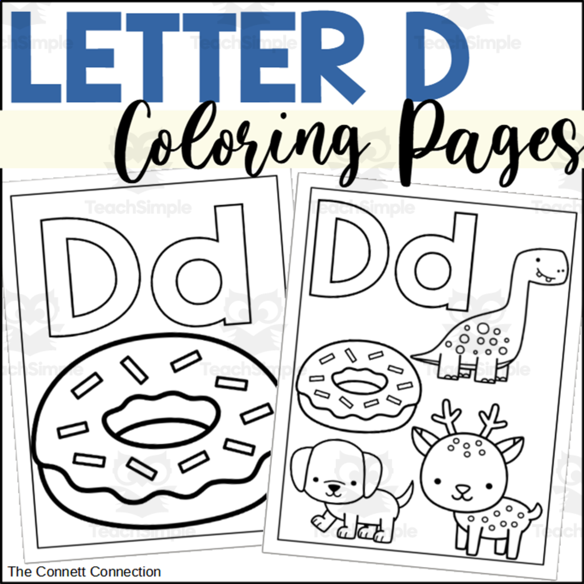 An educational teaching resource from The Connett Connection entitled Letter D Coloring Pages downloadable at Teach Simple.