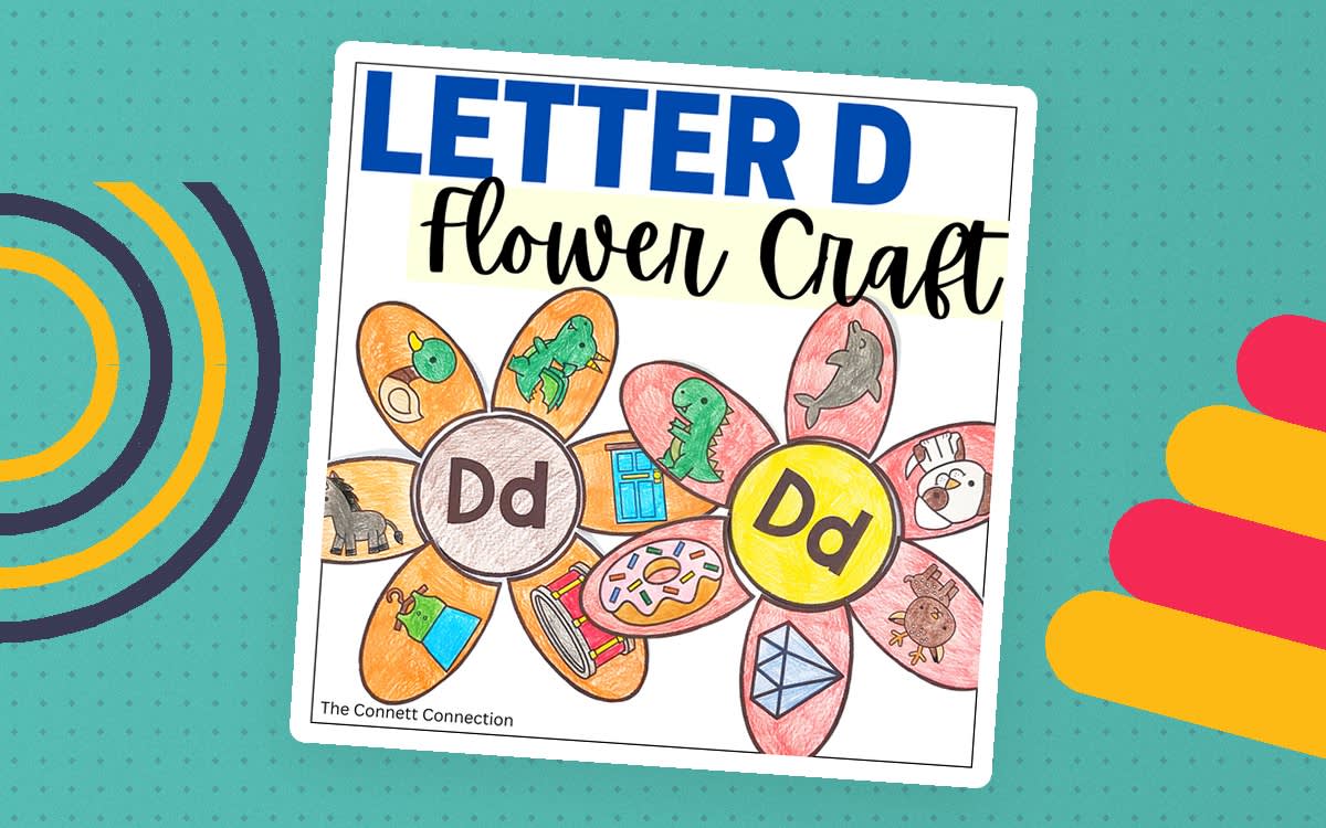 An educational teaching resource from The Connett Connection entitled Letter D Flower Craft downloadable at Teach Simple.