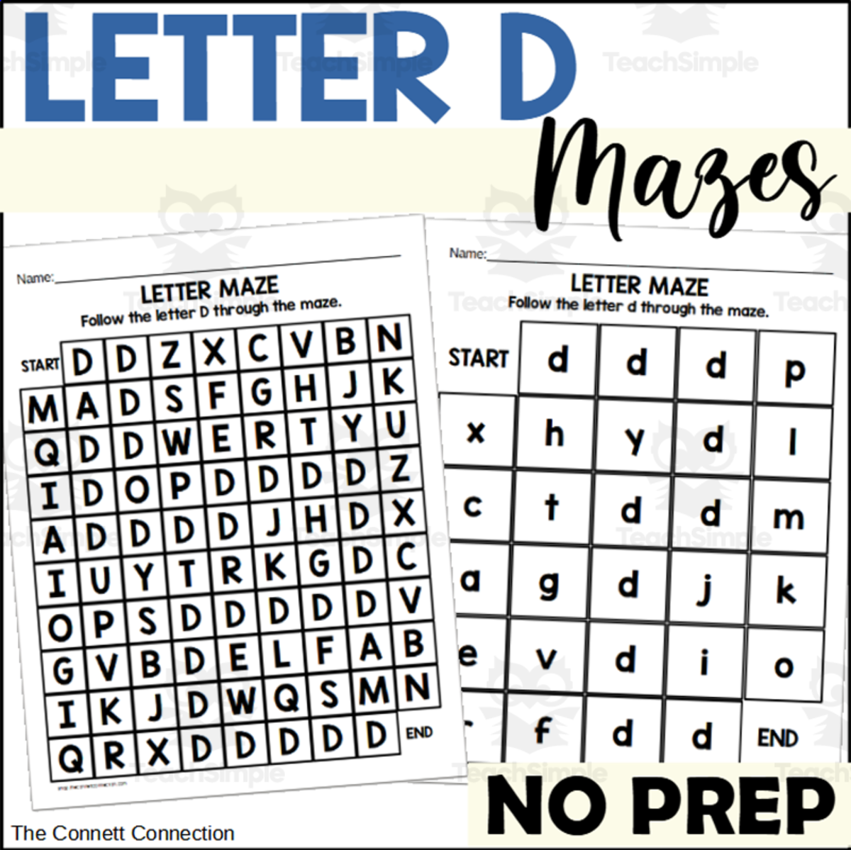 An educational teaching resource from The Connett Connection entitled Letter D Mazes Worksheets downloadable at Teach Simple.
