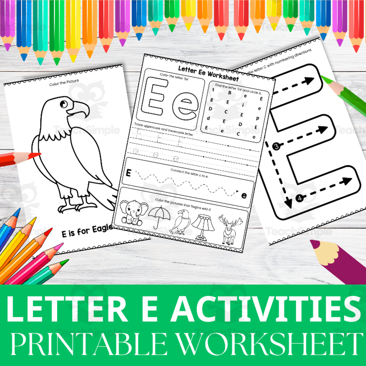 An educational teaching resource from Perfect_Printables entitled Letter E Activity Worksheet | Alphabet Recognition & Practice Pack downloadable at Teach Simple.