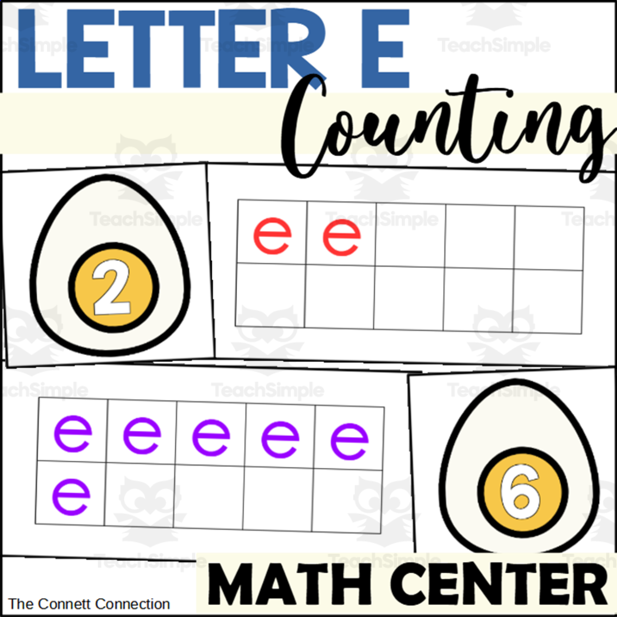 An educational teaching resource from The Connett Connection entitled Letter E Counting to 10 Center downloadable at Teach Simple.