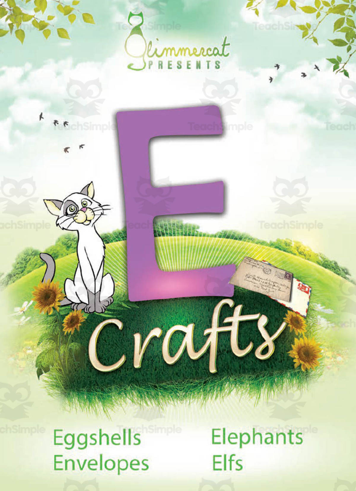 An educational teaching resource from Glimmercat Education entitled Letter E Crafts downloadable at Teach Simple.