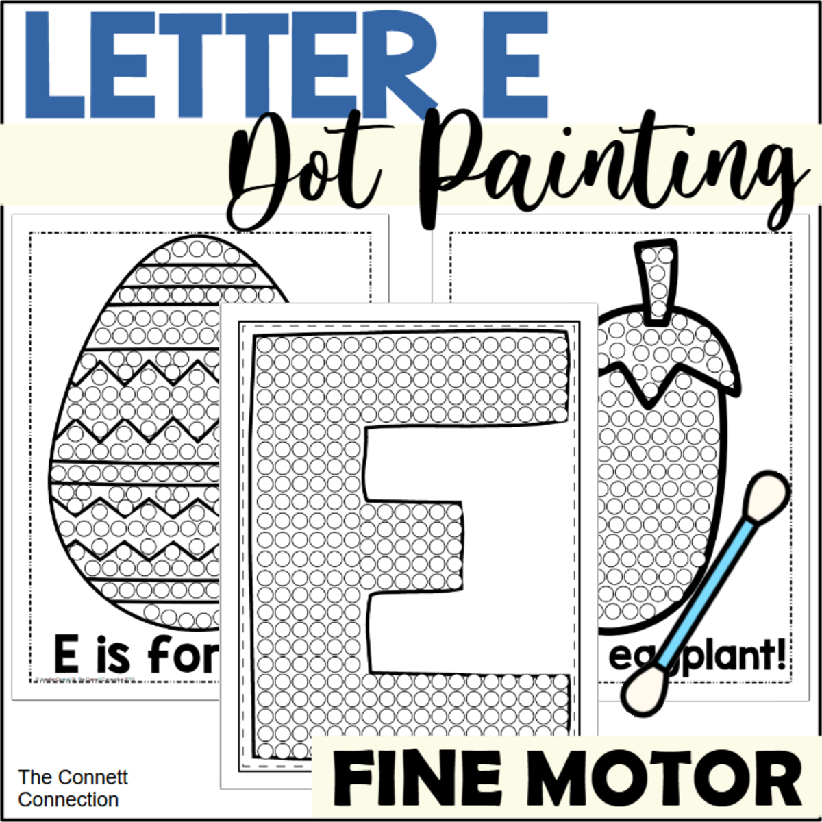 An educational teaching resource from The Connett Connection entitled Letter E Dot Painting downloadable at Teach Simple.