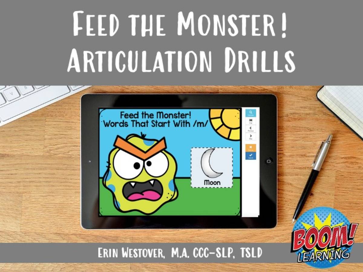 An educational teaching resource from The Tattooed Speechie entitled Letter F Articulation Drills: Feed the Monster! - BOOM Cards downloadable at Teach Simple.