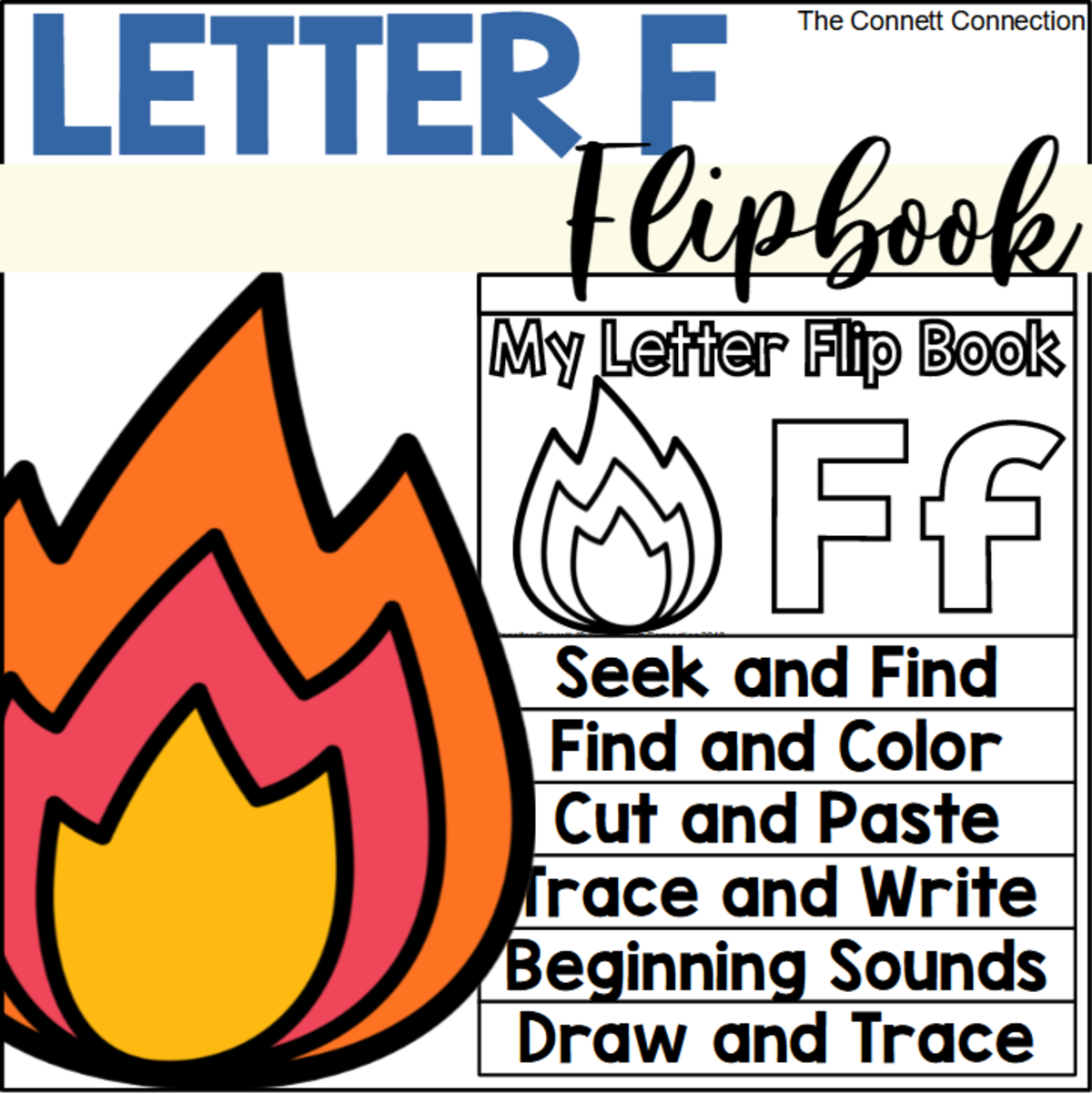 An educational teaching resource from The Connett Connection entitled Letter F Flip Book downloadable at Teach Simple.