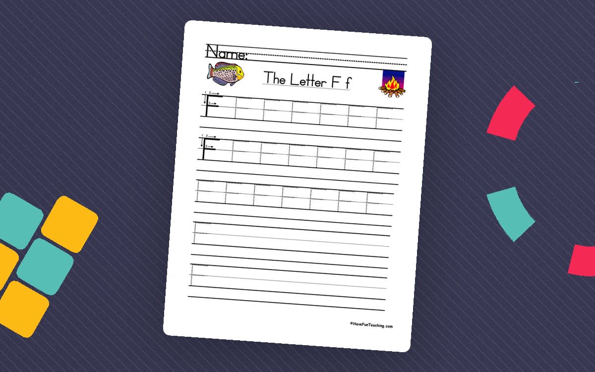 An educational teaching resource from Have Fun Teaching entitled Letter F Handwriting Practice Worksheet downloadable at Teach Simple.