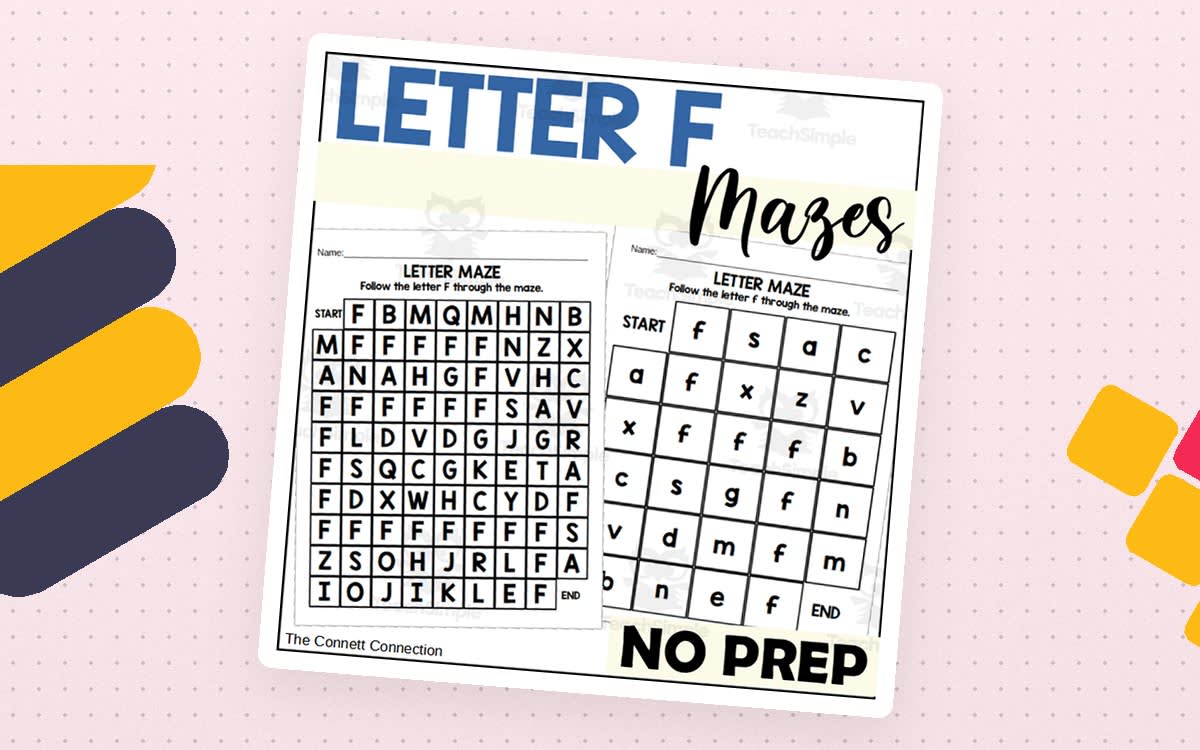 An educational teaching resource from The Connett Connection entitled Letter F Mazes downloadable at Teach Simple.